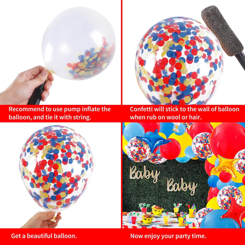 120 Pc Carnival Balloon Garland Arch Kit with Red, Blue, Yellow for Party Decor - Picture 3 of 12