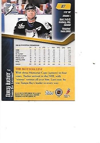 Darcy Tucker 1999-00 Topps Stadium Club Hockey Card #87 Tampa Bay Lightning - Picture 2 of 2
