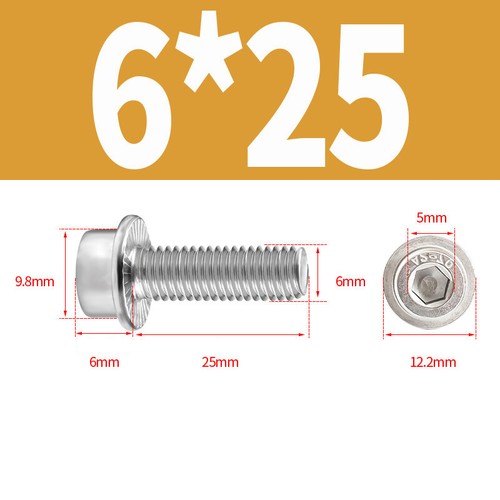 Flange Hex Socket Cap Head Screws Bolts Flange Bolts 304 Stainless Steel M5-M12 - Picture 28 of 65