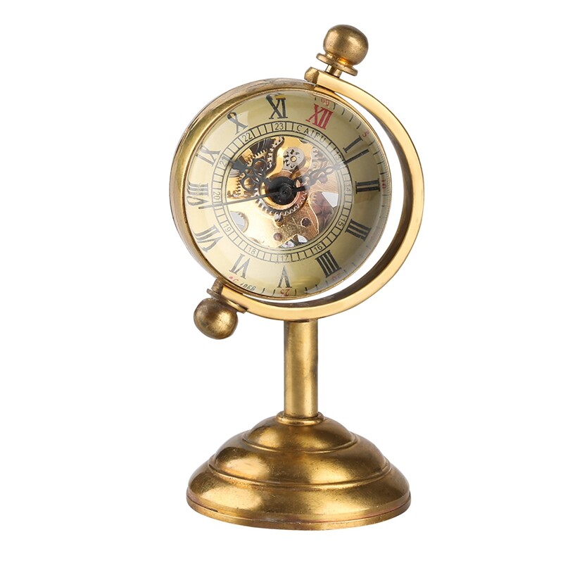 Copper Spinning Globe Gold Desk Mechanical Pocket Watch Gifts as