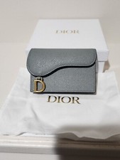 EUC Authentic Dior Saddle Flap Card Holder Grained calfskin Gray MSRP 500