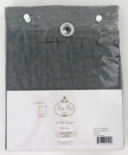 Pom Pom at Home Hampton SHAM Standard Midnight 20" x 27" 100% Linen NEW - Picture 4 of 4