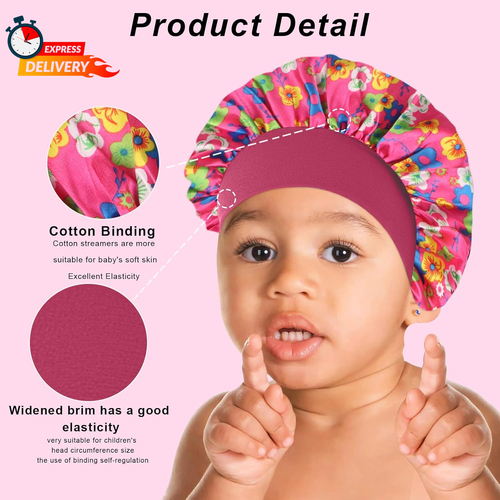 3 Pcs Silk Hair Bonnet for Sleeping - Baby Satin Bonnets for Girls Kids Sleep Ca - Picture 3 of 12