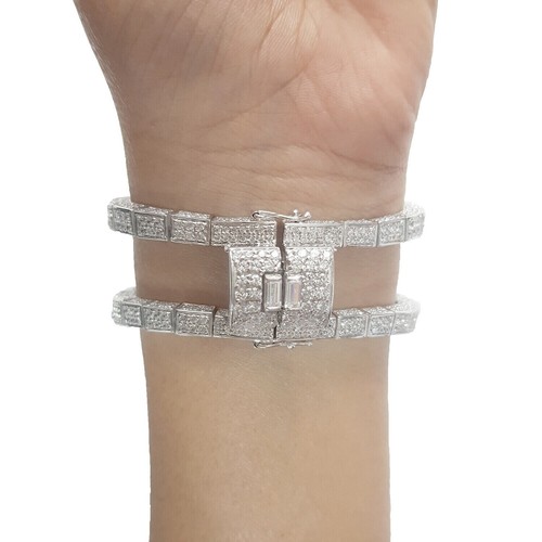 Marlene Dietrich Inspired Bangles For Women Silver Oval cut Lab Created Ruby CZ - Picture 5 of 6