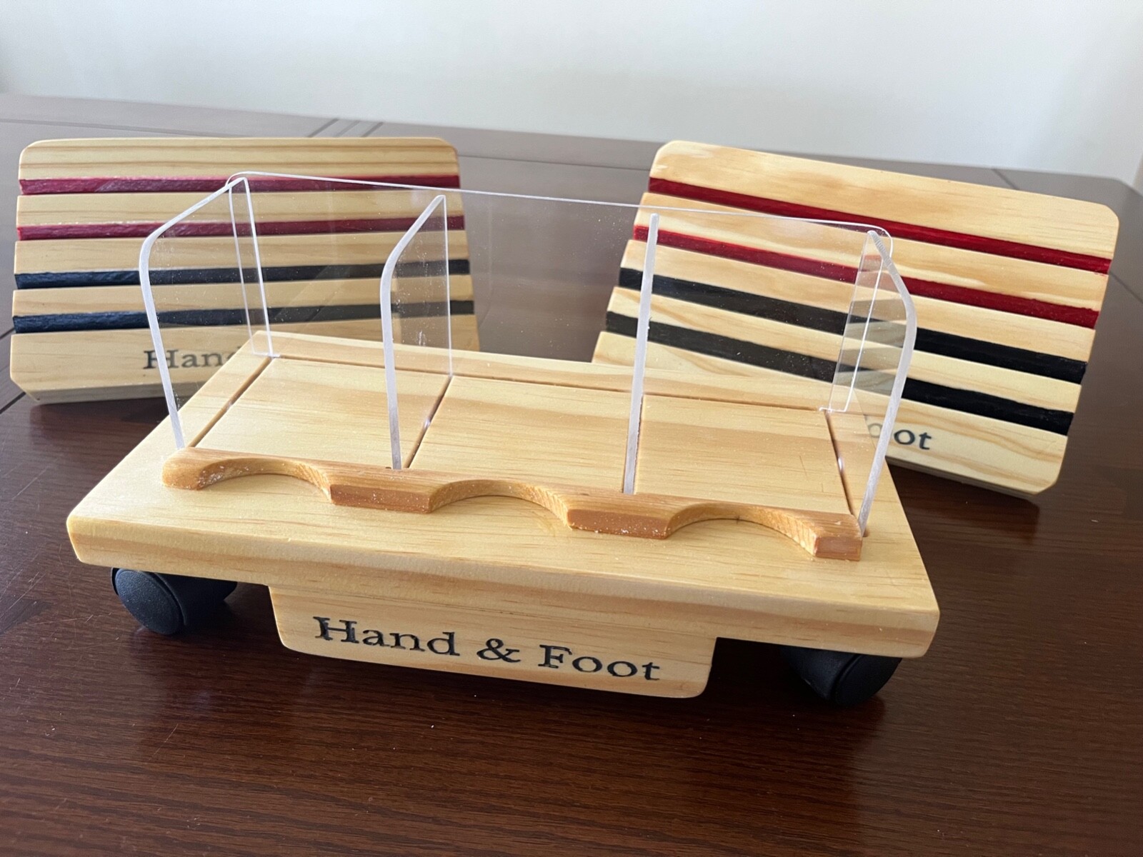 Hand and Foot card set card trolley on wheels, book/canasta holders