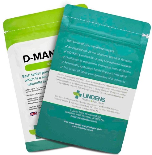 Lindens D-Mannose D Mannose DOUBLE PACK 1000mg 60 Tablets dMannose Best Quality - Picture 4 of 5