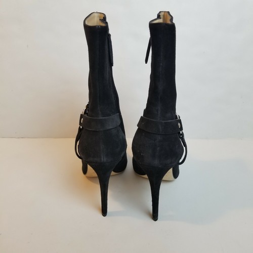 Botas Altuzarra 38 8 Negro Gamuza Cadena Eslabón Tacones Botines - Imagen 6 de 10
