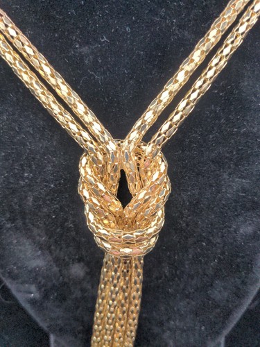 Womens Necklace Gold Tone Simulate Rope Chain 19" Total Length Costume Fashion - Picture 2 of 4