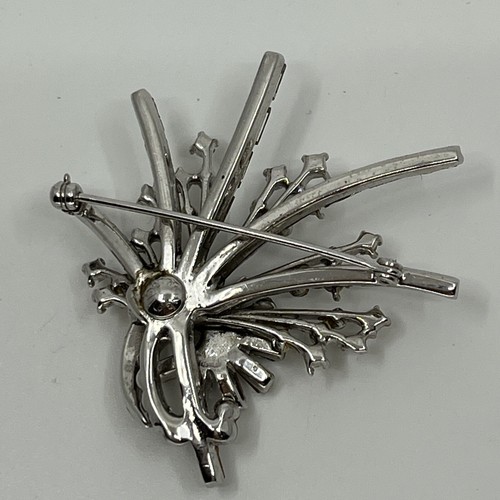 Broche Vintage Estate Charles Reis CR Plata Esterlina Estrás Pin Estrella Spray - Imagen 5 de 7