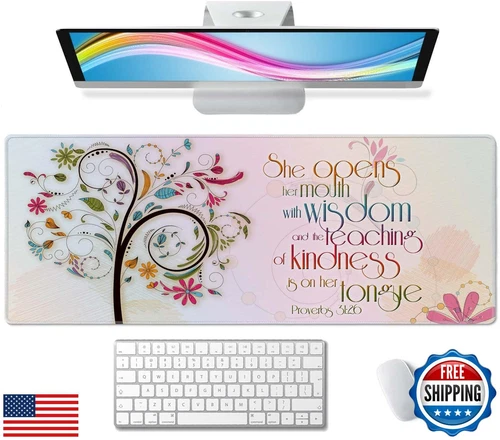 Gaming Mouse Pad Large, Keyboard Mouse Mat Desk Pad, Non-Slip Rubber Base wit