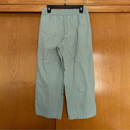 J. Crew Factory Linen Cotton Blend Wide Leg Paperbag Pants Sage Green Size 6 - Picture 4 of 10
