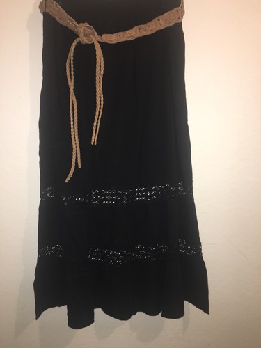 Women’s Skirt XXL Long, Black, Maxi Lace With Belt Elastic Waist - Picture 2 of 5