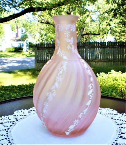 Antike Vase-Jugendstil-rosa-handbemalt-Glas-signiert von Susan Fisher - Bild 4 von 13