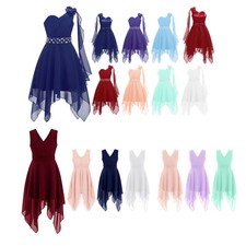 Kids Girls Bridesmaid Party Dress One Shoulder Ball Prom Bridesmaid Party Dress