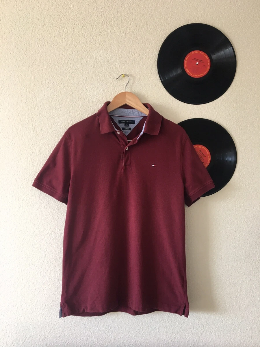 Tommy Hilfiger Bordeaux Short Sleeve Polo Collar Shirt