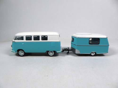 Volkswagen Kombi T2 with Caravan 1:43 Camping Car Diecast Vehicle Truck CCE204 - Picture 2 of 8