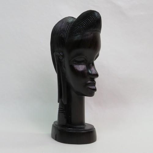 Vintage Asmara Eritrea Africa Hand Carved Hardwood Woman's Head Bust Figurine 7" - Picture 9 of 13