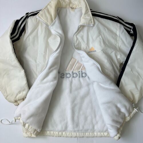 Vintage Adidas Full Zip Fleece Lined 90s Puffer Coat Sz L - Picture 2 of 9