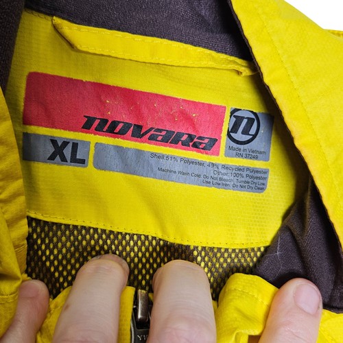 Novara Yellow Cycling Jacket XL Reflective Strips Zip Pouch Removable Sleeves - Picture 4 of 11