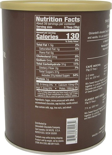 Ghirardelli Sweet Ground Chocolate & Cocoa 3lb Can - Picture 2 of 2
