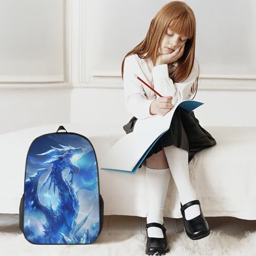 Dragon Backpack, Simple and Aesthetic Bookbag for Women & Men, Dragon-3 - Bild 6 von 7