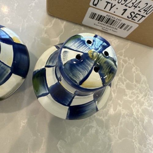 NEW Mackenzie-Childs Royal Check Enamel Salt & Pepper Shakers New In Box READ - Picture 6 of 9