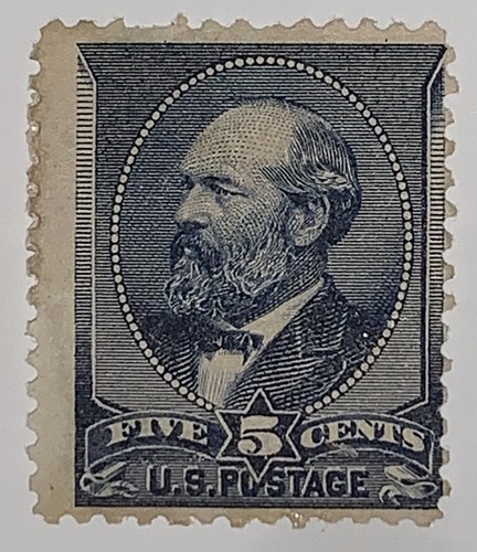 Travelstamps: 1888 US Stamps Scott #216, 5c Indigo, Garfield, Mint ,OG ,Hinged - Picture 5 of 5