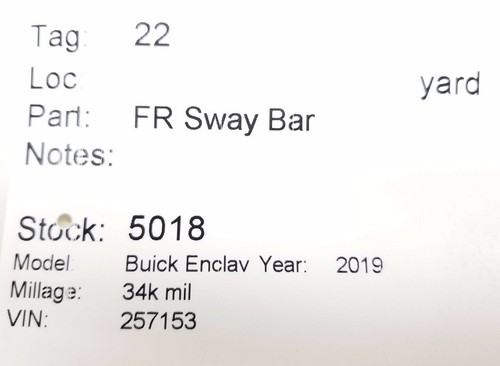 18-24 Buick Enclave FWD Stabilizer Sway Bar Front 84197257 Used OEM - Picture 6 of 7