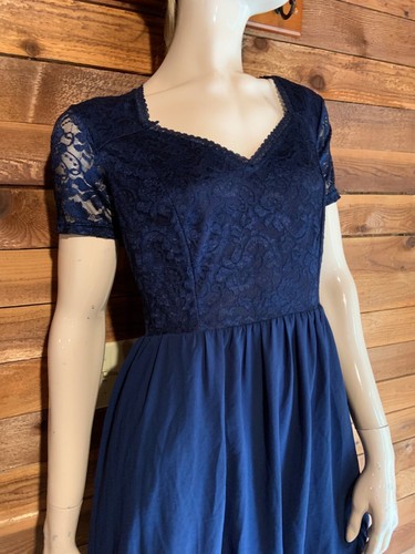 NWT MMONDSCHEIN NAVY BLUE SIZE MEDIUM LINED LACE/CHIFFON DRESS #14409 - 第 4/10 張圖片