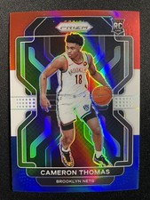 2021-22 PANINI PRIZM BASKETBALL CAMERON THOMAS #297 RED WHITE BLUE RC NETS 🏀
