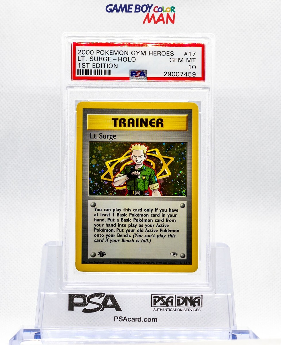 PSA 10* GEM MINT Lt. Surge HOLO 1ST EDITION 2000 Pokemon Gym
