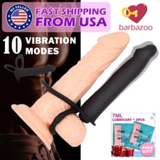 Dual Penis Cock Ring Men Vibrator G-spot Dildo Massager Sex Toy For Women Couple