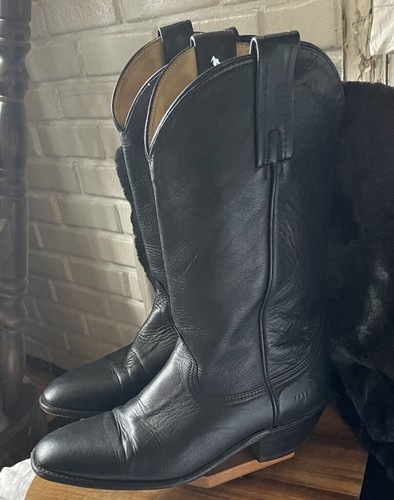 Frye Black Leather 10.5 43.5 Mens Vtg Western Boot Very Good Quality Condition - Picture 3 of 13