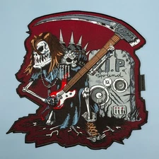 Hell Rocker Large Back Patch - Death Skeleton Music - Embroidered Biker Patches