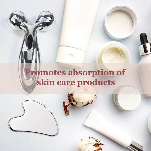 Stainless Steel Gua Sha and Face Roller Set, Facial Tool for Face Sculpting, ... - Picture 6 of 8