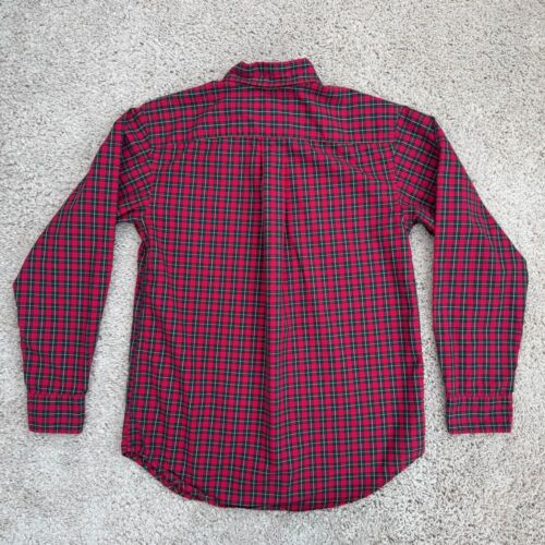 Ralph Lauren Button Down Shirt Boys L Red Green Plaid Classic Tartan Wallace Top - Picture 2 of 9