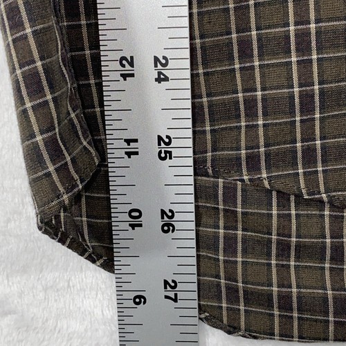 Van Heusen Shirt Men’s Wrinkle Free Brown Plaid Button Down LS M 15-15 1/2 - Picture 6 of 10