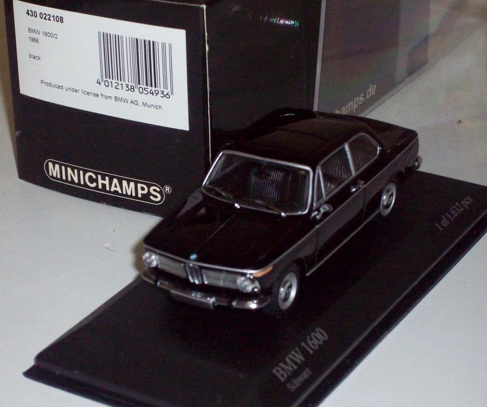 MINICHAMPS 1/43 BMW 1600/2 1966 black 430022108 Limited 1 of 1632 pcs Rare NLA! - Photo 2/4