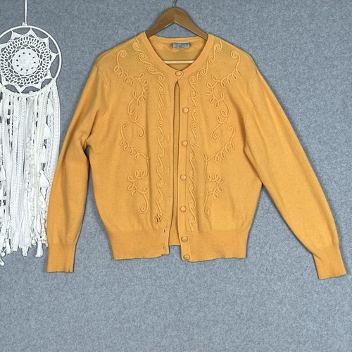 Country Road Vintage Cardigan Womens M Orangey Lambswool Angora Rabbit Hair Knit