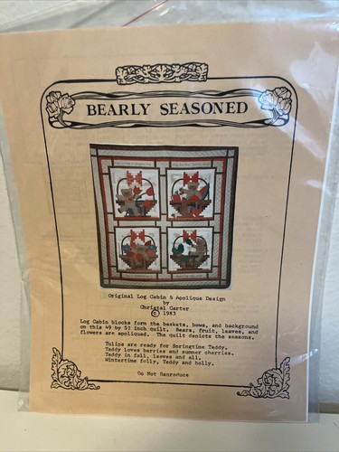 1983 Bearly Seasoned Log Cabin Wall Quilt Pattern, Seasons Bear Christal Carter