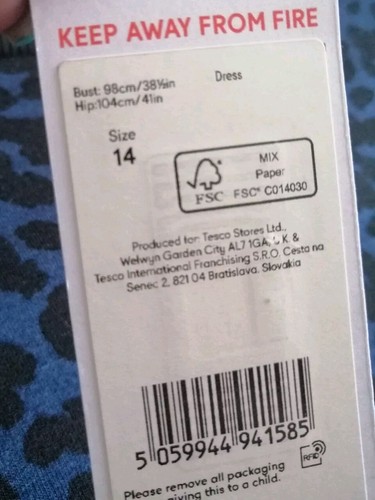 F&F Ladies Dress Long Animal Print Size 14 New With Tags Blue Black - Picture 9 of 9