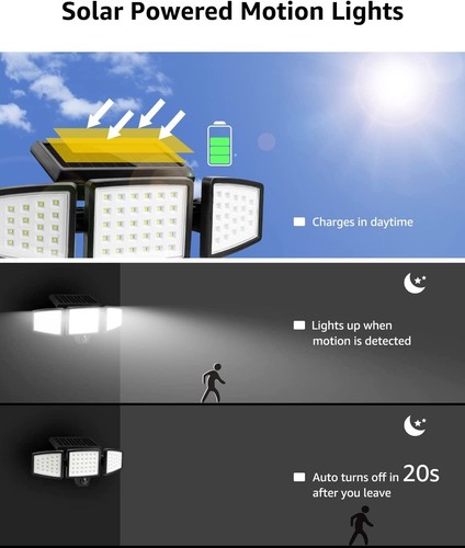 LE Solar Flood Lights Outdoor, Motion Activated Security Lights, 2 Packs - Picture 2 of 7