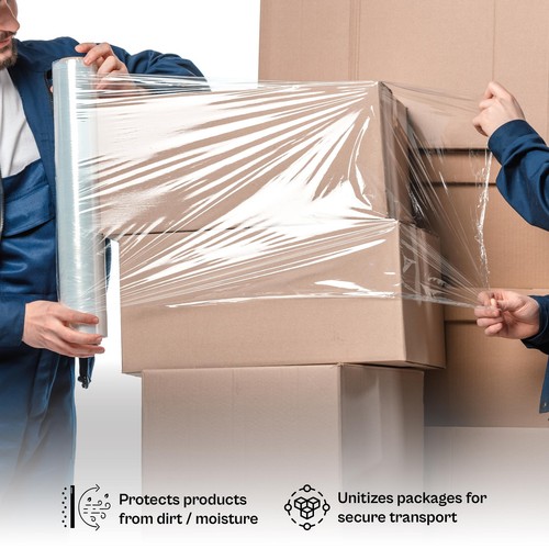 12" x 1500FT 65 Gauge Pallet Wrap Stretch Film Shrink Hand Wrap 1500' 8 Rolls - Picture 5 of 9