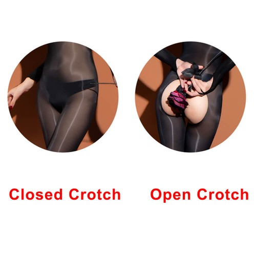 Damen Oil Shiny Glänzend Nylon Bodystocking Transparent Bodysuit Overall Body Strumpfhose - Bild 15 von 18