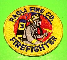 PAOLI  PENNSYLVANIA  PA  FIREFIGHTER  4"  FIRE DEPT. PATCH  FREE SHIPPING!!!