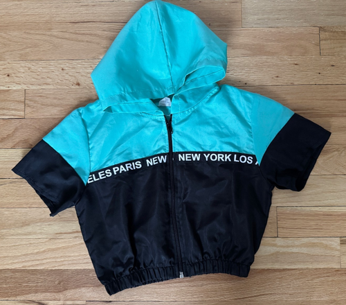 Hoodie Lightweight Girls Short Sleeve Zip Up New York Paris LA Made in Brazil 10 - Picture 2 of 8