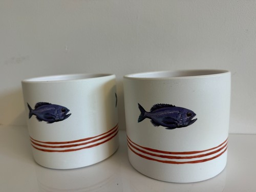 2 Plant Pots Indoor Sealife Nautical Fish Design - Factory seconds - Picture 3 of 4