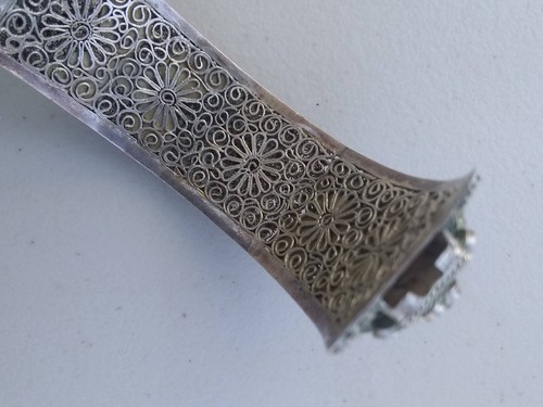 EXQUISITES CHINESISCHES SILBER GEFLOCHTEN BLUMEN - SCHARNIER ARMBAND - LAPIS - Bild 10 von 11