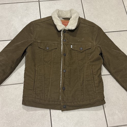 Levi's Women's Size Small Brown Corduroy Trucker Jacket Sherpa Button Up - Picture 12 of 15