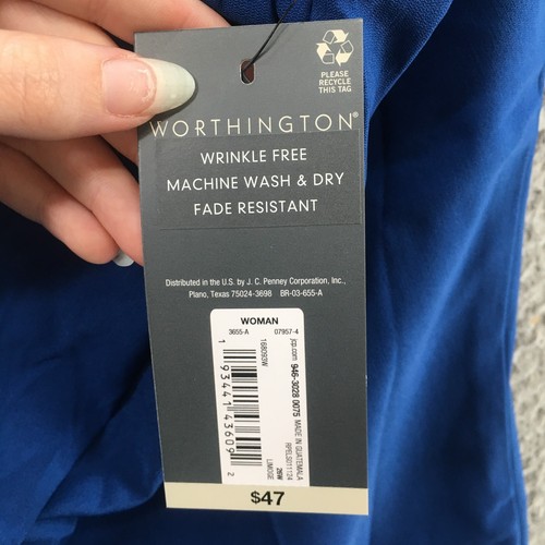 Worthington Skinny Pants Womens 26W (actual 44x28) Blue Flat Front Pull On NEW - Picture 17 of 21